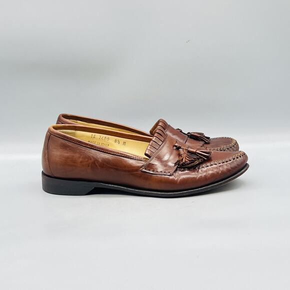 Johnston & Murphy Shoes Men 8.5 Brown Leather Kiltie Tassel Loafer Italy Dress main image 7